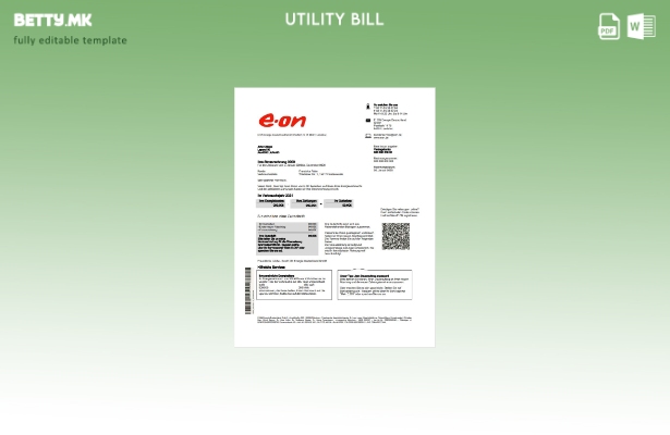 модерен стил Германија E.ON Енергетска сметка за комунални услуги за шаблон за з